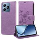 For Realme C61 / C63 / Note 60 Embossed Butterfly Flowers Leather Phone Case(Purple) - 1