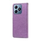 For Realme C61 / C63 / Note 60 Embossed Butterfly Flowers Leather Phone Case(Purple) - 3