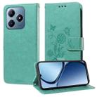 For Realme C61 / C63 / Note 60 Embossed Butterfly Flowers Leather Phone Case(Green) - 1