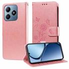 For Realme C61 / C63 / Note 60 Embossed Butterfly Flowers Leather Phone Case(Rose Gold) - 1