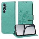 For Realme C65 4G Global Embossed Butterfly Flowers Leather Phone Case(Green) - 1