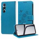 For Realme C65 4G Global Embossed Butterfly Flowers Leather Phone Case(Blue) - 1