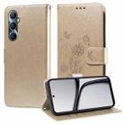 For Realme C65 4G Global Embossed Butterfly Flowers Leather Phone Case(Gold) - 1