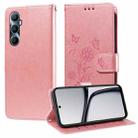 For Realme C65 4G Global Embossed Butterfly Flowers Leather Phone Case(Rose Gold) - 1