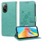 For Realme C67 4G / 12 Lite 4G Global Embossed Butterfly Flowers Leather Phone Case(Green) - 1