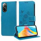 For Realme C67 4G / 12 Lite 4G Global Embossed Butterfly Flowers Leather Phone Case(Blue) - 1