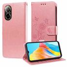 For Realme C67 4G / 12 Lite 4G Global Embossed Butterfly Flowers Leather Phone Case(Rose Gold) - 1