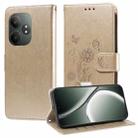 For Realme GT 6 / GT Neo6 SE Embossed Butterfly Flowers Leather Phone Case(Gold) - 1