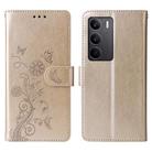 For Realme C75 / Realme 14x Embossed Butterfly Flowers Leather Phone Case(Gold) - 1