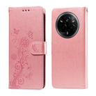 For Realme 14 Pro Global Embossed Butterfly Flowers Leather Phone Case(Rose Gold) - 1