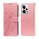 For Realme 14 Global Embossed Butterfly Flowers Leather Phone Case(Rose Gold) - 1