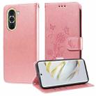 For Huawei nova 10 Embossed Butterfly Flowers Leather Phone Case(Rose Gold) - 1