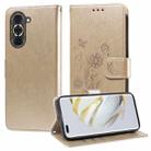 For Huawei nova 10 Pro Embossed Butterfly Flowers Leather Phone Case(Gold) - 1