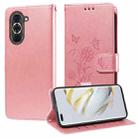 For Huawei nova 10 Pro Embossed Butterfly Flowers Leather Phone Case(Rose Gold) - 1