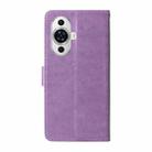 For Huawei nova 11 5G / 4G / nova 12 Lite Embossed Butterfly Flowers Leather Phone Case(Purple) - 3