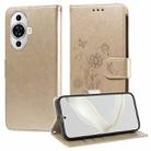 For Huawei nova 11 5G / 4G / nova 12 Lite Embossed Butterfly Flowers Leather Phone Case(Gold) - 1