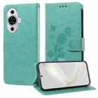 For Huawei nova 11 5G / 4G / nova 12 Lite Embossed Butterfly Flowers Leather Phone Case(Green) - 1