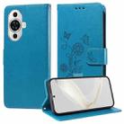 For Huawei nova 11 Pro / nova 11 Ultra Embossed Butterfly Flowers Leather Phone Case(Blue) - 1