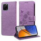 For Huawei nova Y61 / Enjoy 50Z Embossed Butterfly Flowers Leather Phone Case(Purple) - 1