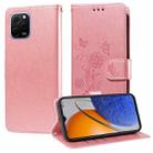 For Huawei nova Y61 / Enjoy 50Z Embossed Butterfly Flowers Leather Phone Case(Rose Gold) - 1