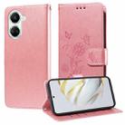 For Huawei nova 10 SE Embossed Butterfly Flowers Leather Phone Case(Rose Gold) - 1