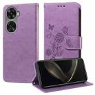 For Huawei nova 12 SE 4G Embossed Butterfly Flowers Leather Phone Case(Purple) - 1