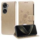 For Huawei nova 12 SE 4G Embossed Butterfly Flowers Leather Phone Case(Gold) - 1