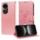 For Huawei nova 12 Embossed Butterfly Flowers Leather Phone Case(Rose Gold) - 1