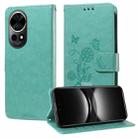 For Huawei nova 12 Pro / nova 12 Ultra Embossed Butterfly Flowers Leather Phone Case(Green) - 1