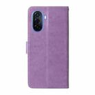 For Huawei nova Y70 Plus Embossed Butterfly Flowers Leather Phone Case(Purple) - 3