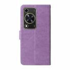 For Huawei nova Y72 4G / Enjoy 70 Embossed Butterfly Flowers Leather Phone Case(Purple) - 3