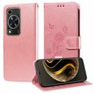 For Huawei nova Y72 4G / Enjoy 70 Embossed Butterfly Flowers Leather Phone Case(Rose Gold) - 1