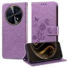 For Huawei Enjoy 70 Pro 4G / nova 12i Embossed Butterfly Flowers Leather Phone Case(Purple) - 1