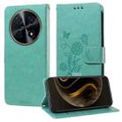 For Huawei Enjoy 70 Pro 4G / nova 12i Embossed Butterfly Flowers Leather Phone Case(Green) - 1