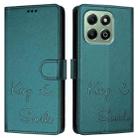 For Honor X6b Smile Embossing RFID Leather Phone Case(Peacock Green) - 3