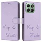 For Honor X6b Smile Embossing RFID Leather Phone Case(Light Purple) - 3