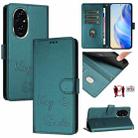 For Honor 200 Pro Smile Embossing RFID Leather Phone Case(Peacock Green) - 1