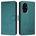 For Honor 200 Pro Smile Embossing RFID Leather Phone Case(Peacock Green) - 3