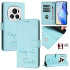 For Honor Magic6 Pro 5G Global Smile Embossing RFID Leather Phone Case(Mint Green) - 1