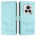 For Honor Magic6 Pro 5G Global Smile Embossing RFID Leather Phone Case(Mint Green) - 3