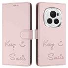 For Honor Magic6 Pro 5G Global Smile Embossing RFID Leather Phone Case(Pink) - 3