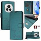 For Honor Magic6 Pro 5G Global Smile Embossing RFID Leather Phone Case(Peacock Green) - 1