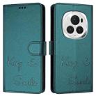 For Honor Magic6 Pro 5G Global Smile Embossing RFID Leather Phone Case(Peacock Green) - 3