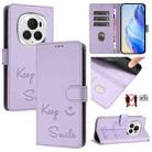 For Honor Magic6 Pro 5G Global Smile Embossing RFID Leather Phone Case(Light Purple) - 1