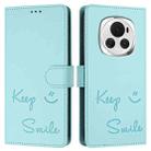 For Honor Magic6 5G Global Smile Embossing RFID Leather Phone Case(Mint Green) - 3