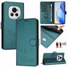 For Honor Magic6 5G Global Smile Embossing RFID Leather Phone Case(Peacock Green) - 1