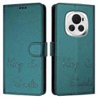 For Honor Magic6 5G Global Smile Embossing RFID Leather Phone Case(Peacock Green) - 3