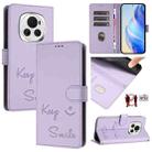 For Honor Magic6 5G Global Smile Embossing RFID Leather Phone Case(Light Purple) - 1