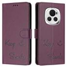 For Honor Magic6 5G Global Smile Embossing RFID Leather Phone Case(Violet) - 3