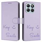 For Honor X8b 4G Global Smile Embossing RFID Leather Phone Case(Light Purple) - 3